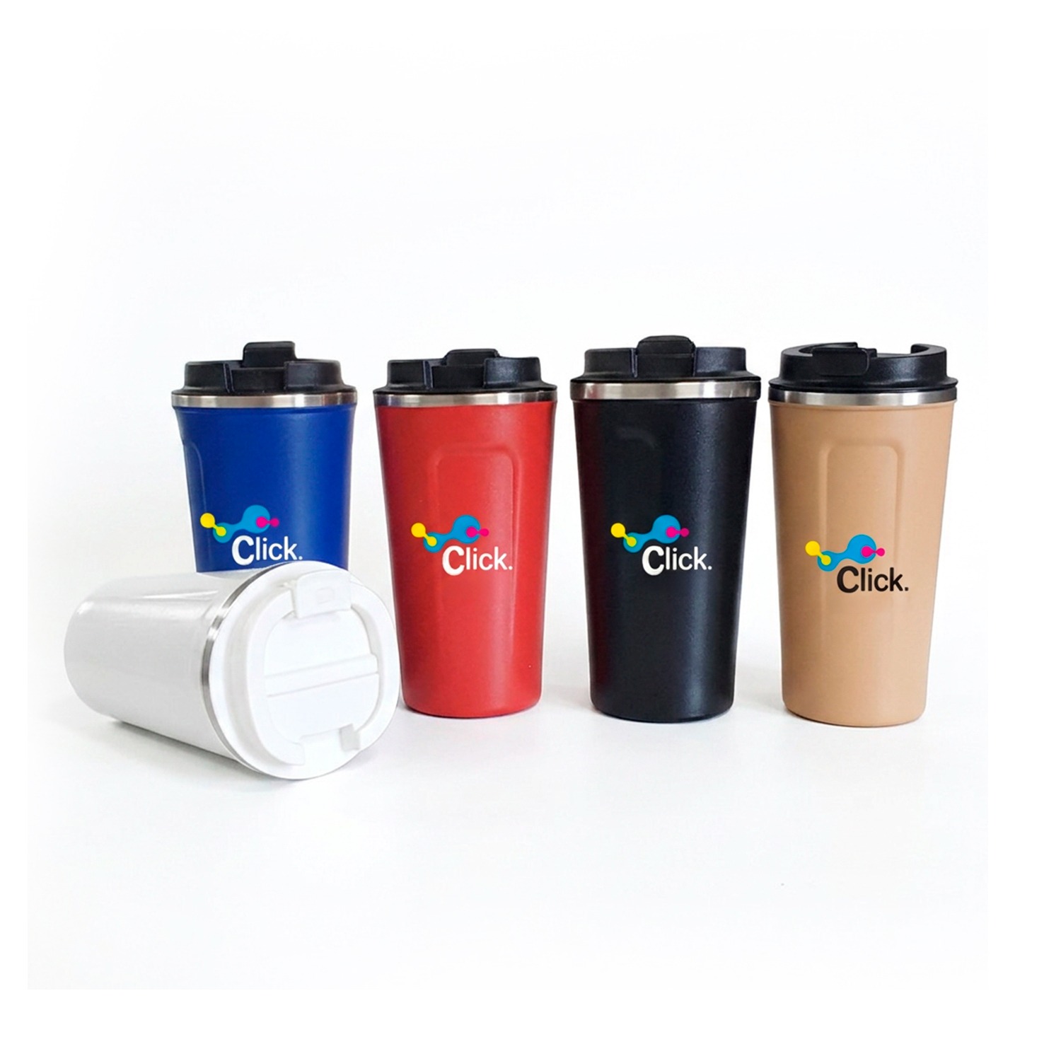 Copo térmico de café, com tampa,  500ml, personalização 6x6cm.